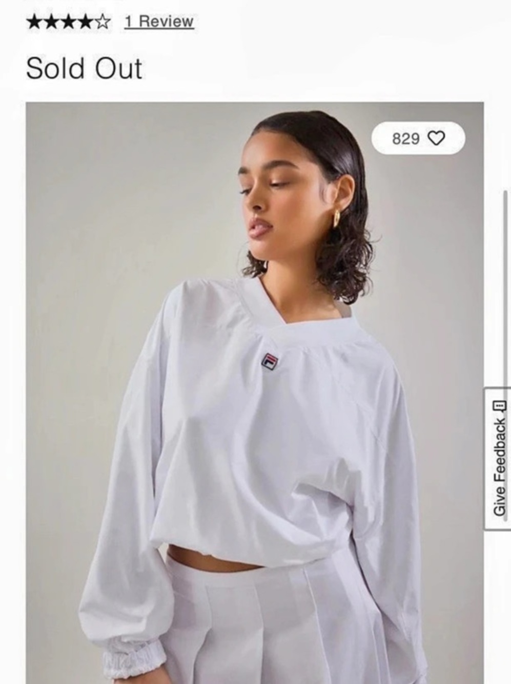 FILA x HAILEY Windbreaker Pullover White Size Small NWT